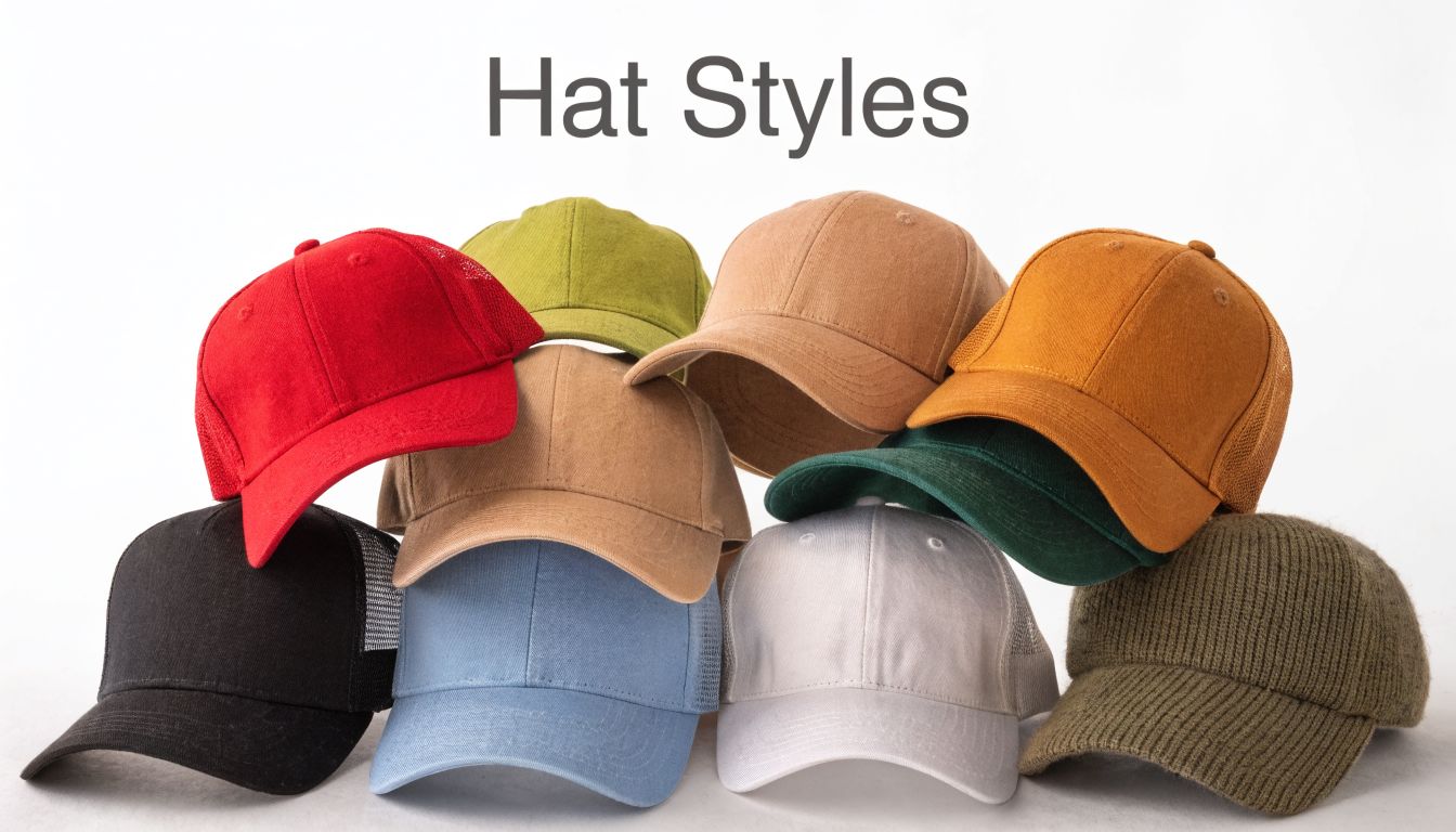 A diverse collection of various colored baseball hats piled together against a plain white background.