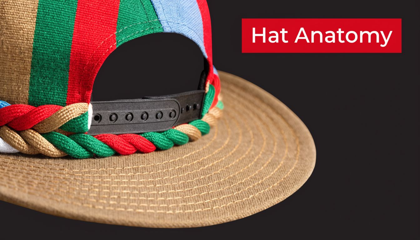 A colorful striped imperial rope hat featuring a black plastic adjustable snapback closure on a dark background.